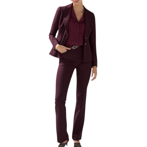 WHBM Signature Blazer Houndstooth Two Button Suiting Jacket Red Black Size 12 - Picture 2 of 15